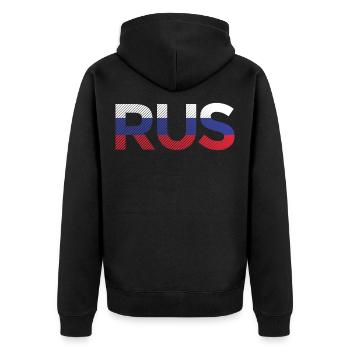 Russia RUS flag footballers football - Unisex Premium Organic Zip Hoodie - black - Back - Nico (187cm)