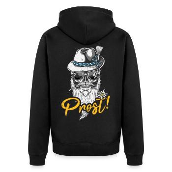 Prost Ersatz Tracht mei Lederhosn Bier - Unisex Premium Bio Zip Hoodie - Schwarz - Hinten - Nico (187cm)
