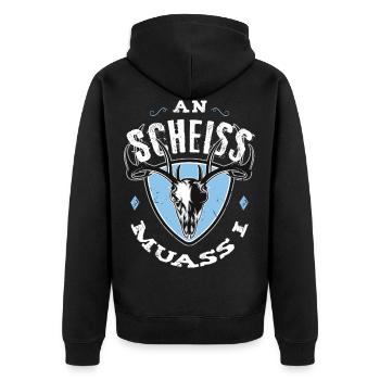 An Scheiss muass i - Unisex Premium Bio Zip Hoodie - Schwarz - Hinten - Nico (187cm)