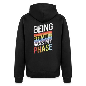 LGBT Pride Rainbow Being Straight - Unisex Premium Organic Zip Hoodie - black - Back - Nico (187cm)