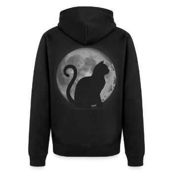 mignon chat silhouette lune animal - Veste à capuche bio Premium Unisexe - noir - Dos - Nico (187cm)