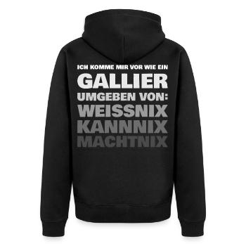 Ich komme mir vor wie ein Gallier - Unisex Premium Bio Zip Hoodie - Schwarz - Hinten - Nico (187cm)