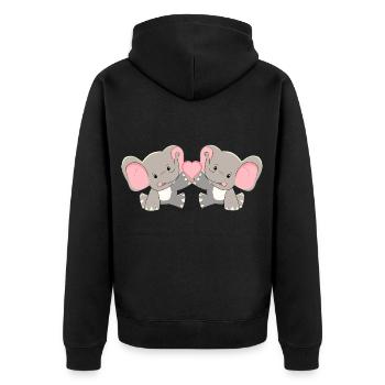 Elephant Baby Heart Enfants Naissance Jumeaux Enfants - Veste à capuche bio Premium Unisexe - noir - Dos - Nico (187cm)