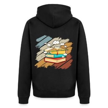 Buch Lesen Literatur Geschenk Bücher Bücherei - Unisex Premium Bio Zip Hoodie - Schwarz - Hinten - Nico (187cm)