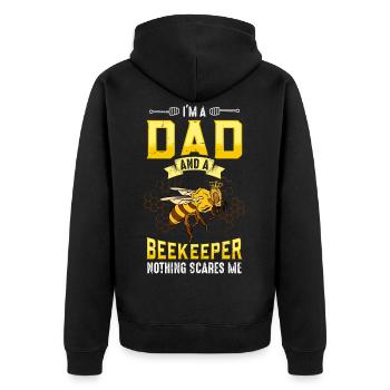 beekeeper - Unisex Premium Organic Zip Hoodie - black - Back - Nico (187cm)