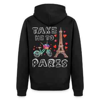 Paris Eiffelturm Frankreich Fahrrad Herz Herzen - Unisex Premium Bio Zip Hoodie - Schwarz - Hinten - Nico (187cm)