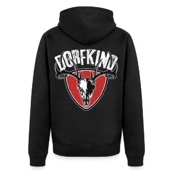 Dorfkind - Unisex Premium Bio Zip Hoodie - Schwarz - Hinten - Nico (187cm)