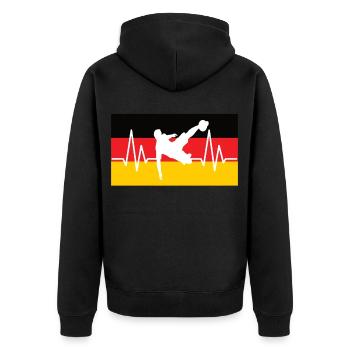 Football Germany Heartbeat - Unisex Premium Organic Zip Hoodie - black - Back - Nico (187cm)