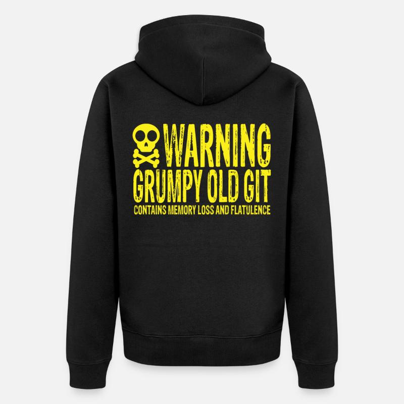 Warning Grumpy Old Git - Unisex Premium Organic Zip Hoodie - black