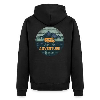 Camping And The Adventure Begins - Veste à capuche bio Premium Unisexe - noir - Dos - Nico (187cm)