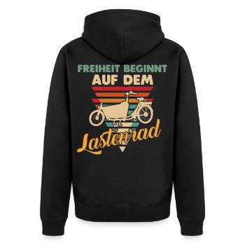 Rad Fahrradrennen Lastenrad Tricks Fahrrad - Unisex Premium Bio Zip Hoodie - Schwarz - Hinten - Nico (187cm)