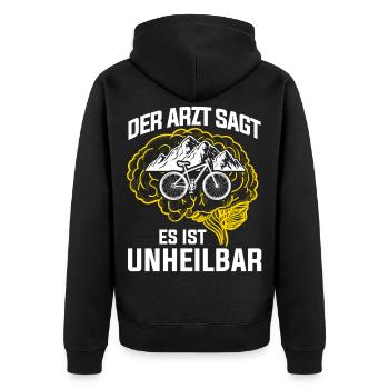 Fahrradfahrer Radfahrer Biker Radfahren Fahrrad - Unisex Premium Bio Zip Hoodie - Schwarz - Hinten - Nico (187cm)