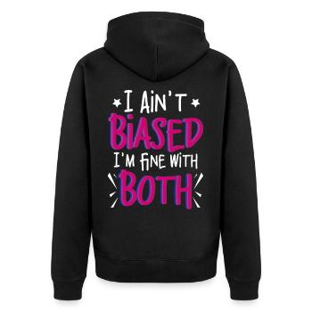 I ist nicht lustig Bi Bisexuelle Stolz Biased - Unisex Premium Bio Zip Hoodie - Schwarz - Hinten - Nico (187cm)