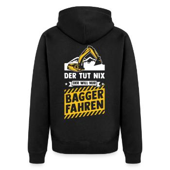 Bagger - Unisex Premium Bio Zip Hoodie - Schwarz - Hinten - Nico (187cm)