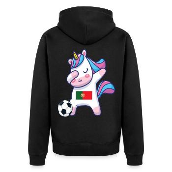 Dabbing Licorne Football Portugal - Veste à capuche bio Premium Unisexe - noir - Dos - Nico (187cm)