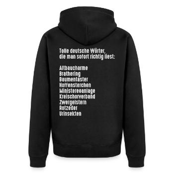 Deutsch Deutschlehrer Sprache Geburtstag Geschenk - Unisex Premium Bio Zip Hoodie - Schwarz - Hinten - Nico (187cm)