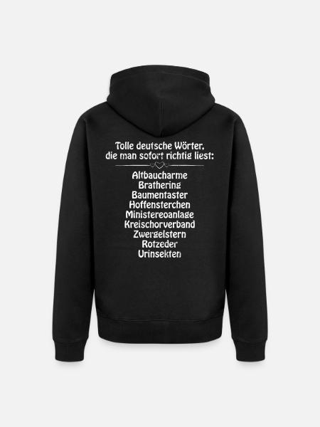 Deutsch Deutschlehrer Sprache Geburtstag Geschenk - Unisex Premium Bio Zip Hoodie - Schwarz