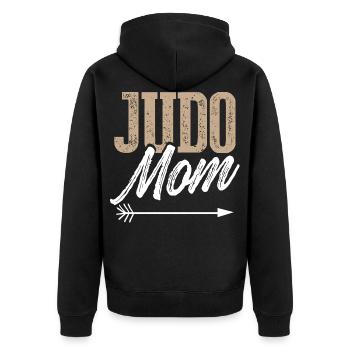 mom mama judo - Unisex Premium Bio Zip Hoodie - Schwarz - Hinten - Nico (187cm)