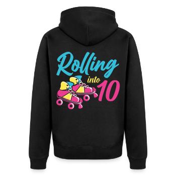 Roller Skates Into 10 Years Let's Roll I'm 10 Roll - Unisex Premium Bio Zip Hoodie - Schwarz - Hinten - Nico (187cm)