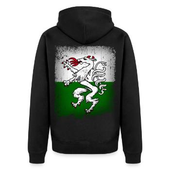 Steiermark Fahne Flagge Steirischer Panther Wappen - Unisex Premium Bio Zip Hoodie - Schwarz - Hinten - Nico (187cm)