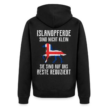 Islandpferd - Unisex Premium Bio Zip Hoodie - Schwarz - Hinten - Nico (187cm)