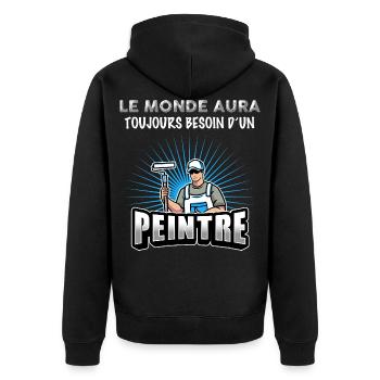 Peintre profession idée cadeau humour - Veste à capuche bio Premium Unisexe - noir - Dos - Nico (187cm)