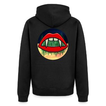 Karpaten Rumänien Kaukasus Blutsauger Blut - Unisex Premium Bio Zip Hoodie - Schwarz - Hinten - Nico (187cm)