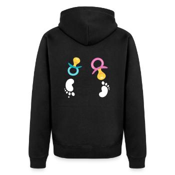 Zwillinge - Unisex Premium Bio Zip Hoodie - Schwarz - Hinten - Nico (187cm)
