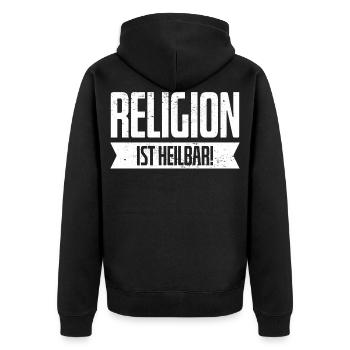 Religion Atheist Agnostiker Geburtstag Geschenk - Unisex Premium Bio Zip Hoodie - Schwarz - Hinten - Nico (187cm)