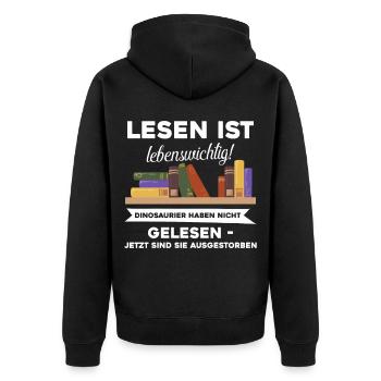 Deutsch Lesen Bücher Weihnachten Geschenk Idee - Unisex Premium Bio Zip Hoodie - Schwarz - Hinten - Nico (187cm)