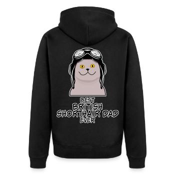 Britisch Kurzhaar Dad British Shorthair - Unisex Premium Organic Zip Hoodie - black - Back - Nico (187cm)