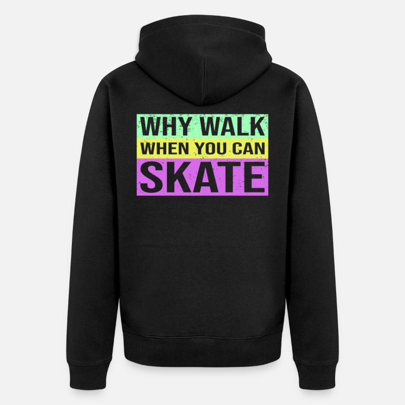 Rollschuhfahren Rollerskates Retro Bunt Spruch - Unisex Premium Bio Zip Hoodie - Schwarz
