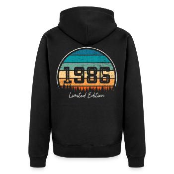Vintage 1986 Limited Edition Retro Sunset - Unisex Premium Organic Zip Hoodie - black - Back - Nico (187cm)