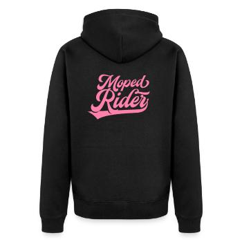 Mopedfahrer Fahrerin Mofa Moped Lustig - Unisex Premium Bio Zip Hoodie - Schwarz - Hinten - Nico (187cm)