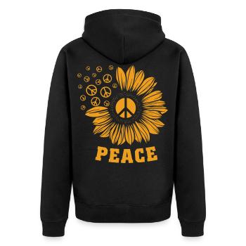 Peace World Peace Gift Idea T-shirt - Unisex Premium Organic Zip Hoodie - black - Back - Nico (187cm)
