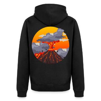 Vulkan - Unisex Premium Bio Zip Hoodie - Schwarz - Hinten - Nico (187cm)