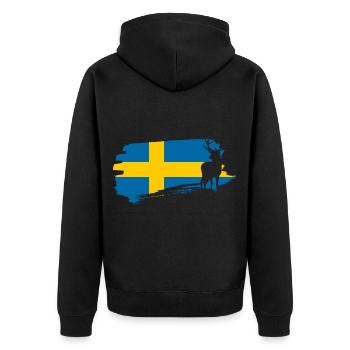 Schweden - Unisex Premium Bio Zip Hoodie - Schwarz - Hinten - Nico (187cm)
