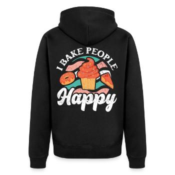 I bake people happy für Bäcker - Unisex Premium Bio Zip Hoodie - Schwarz - Hinten - Nico (187cm)
