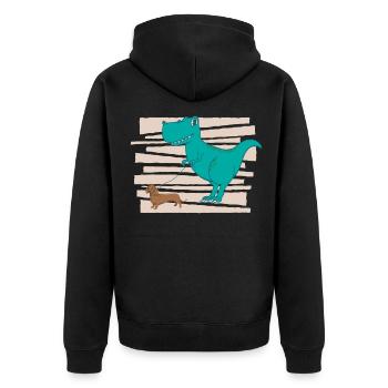 Weiner Dog Dachshund T Rex Dinosaur - Unisex Premium Organic Zip Hoodie - black - Back - Nico (187cm)