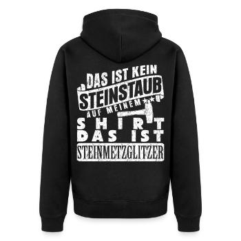 Steinmetzhammer Bildhauer Steinmetz - Unisex Premium Bio Zip Hoodie - Schwarz - Hinten - Nico (187cm)