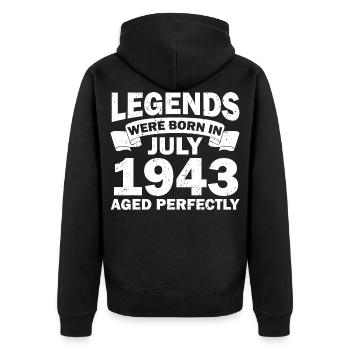 78. Geburtstag Juli Jahrgang 1943 Geschenkidee - Unisex Premium Bio Zip Hoodie - Schwarz - Hinten - Nico (187cm)