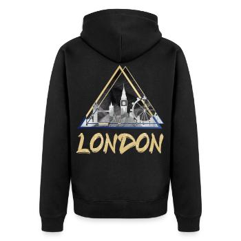 London Uk UK England Skyline City - Unisex Premium Organic Zip Hoodie - black - Back - Nico (187cm)