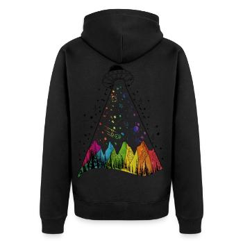 ufo rainbow - Unisex Premium Organic Zip Hoodie - black - Back - Nico (187cm)
