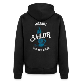 Sailing Instant Sailor Just Add - Unisex Premium Bio Zip Hoodie - Schwarz - Hinten - Nico (187cm)