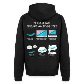 Natation, idée cadeau passion sport - Veste à capuche bio Premium Unisexe - noir - Dos - Nico (187cm)