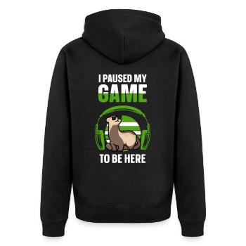 Ferret Gaming I Paused My Game - Unisex Premium Organic Zip Hoodie - black - Back - Nico (187cm)