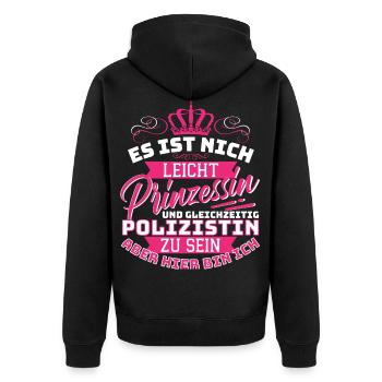 Polizistin Polizeibeamtin Ausbildung Polizei - Unisex Premium Bio Zip Hoodie - Schwarz - Hinten - Nico (187cm)