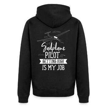 Segelflugzeug Pilot Fliegen Segelflug Segelflieger - Unisex Premium Bio Zip Hoodie - Schwarz - Hinten - Nico (187cm)
