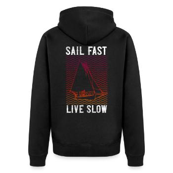 Sailing Sail Fast Live Slow - Veste à capuche bio Premium Unisexe - noir - Dos - Nico (187cm)