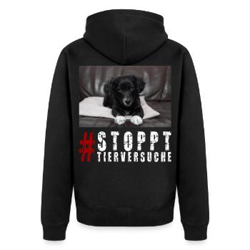 Tierschutz Tierrechte Tierschützer Veganer Vegan - Unisex Premium Bio Zip Hoodie - Schwarz - Hinten - Nico (187cm)